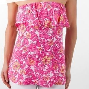 Lilly Pulitzer strapless pink top